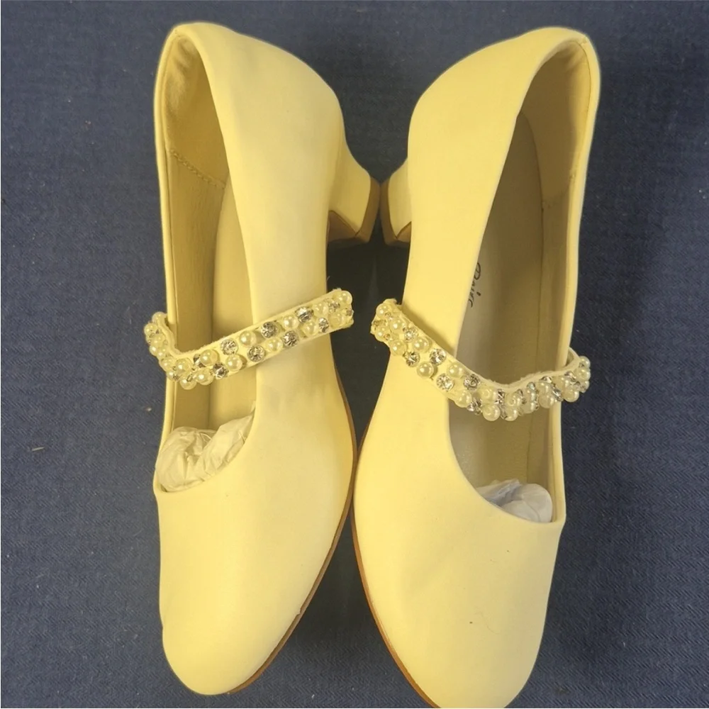 DREAM PAIRS Little Kid Mary Jane Ballerina Flat Shoes Pearl & Rhinestone Size 13